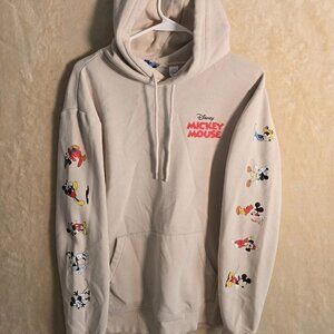 Disney Mickey Mouse Hoodie H&M Womens Small Beige Pullover Sweatshirt Graphic208